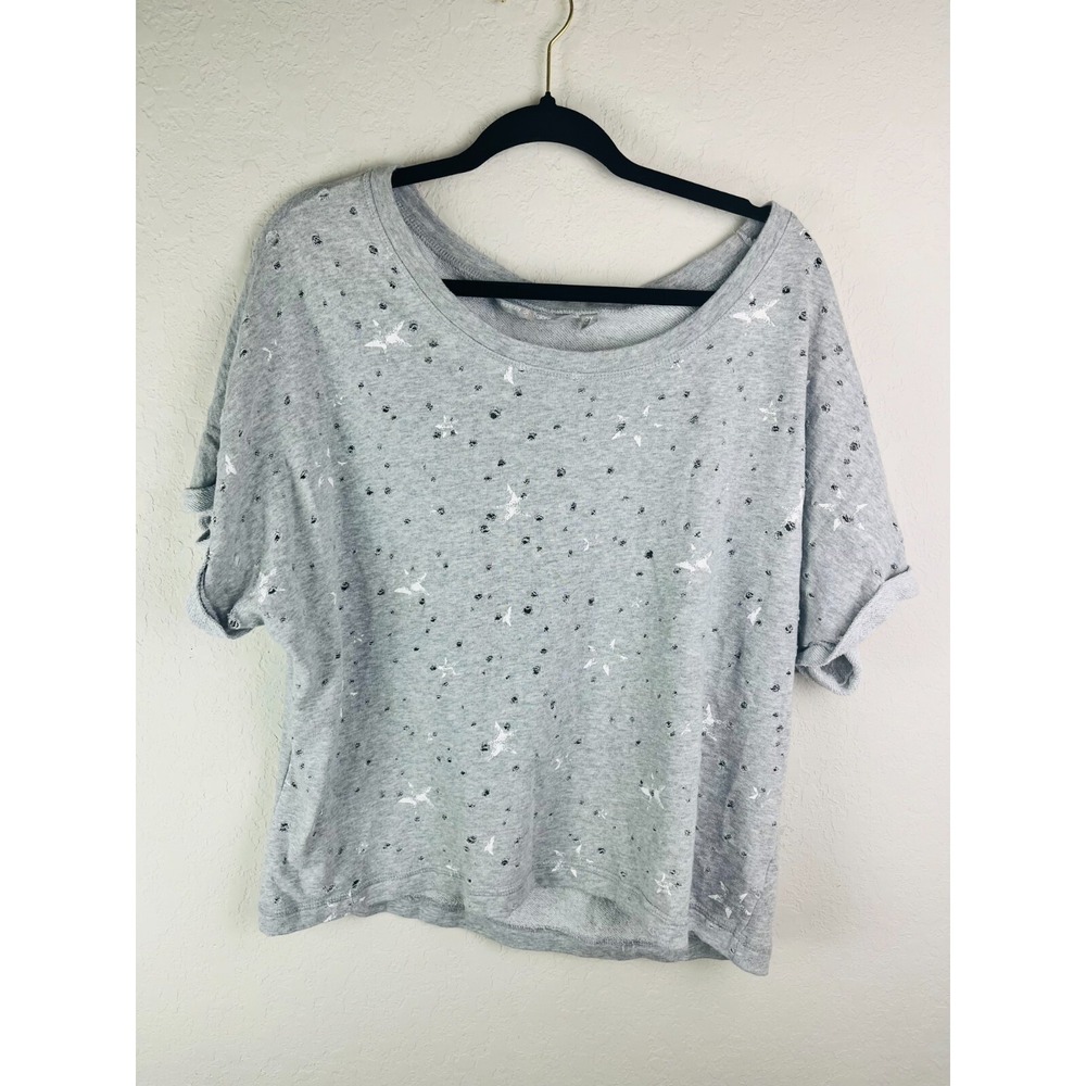 Harmony & Balance Distressed Gray Tee Women's Plus 2X Slouchy Fit